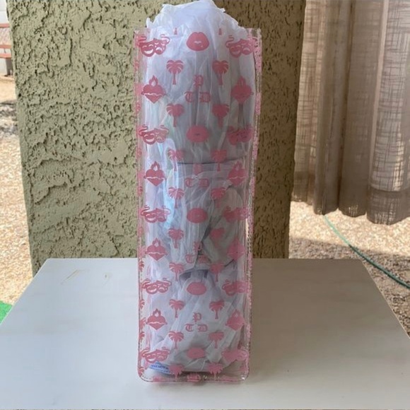 Bella Dona Summer Print Clear Tote Bag w/ Gold Handles - Picture 4 of 4